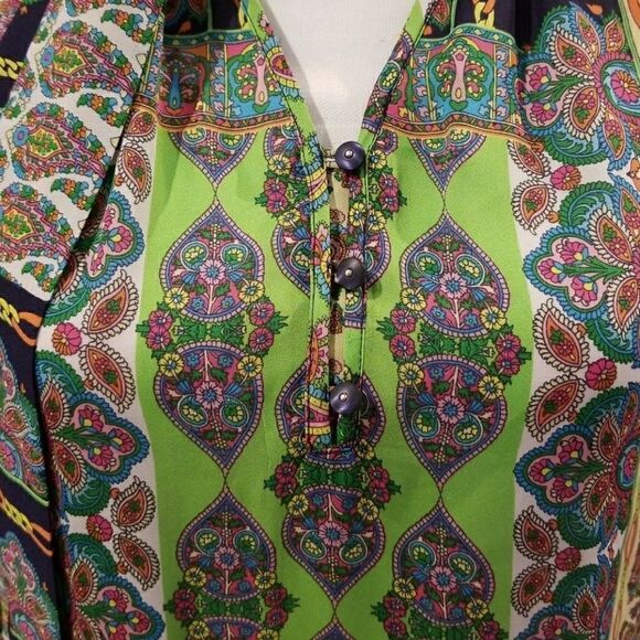 Liz Claiborne Vintage inspired  Vibes blouse green blue size MP - Picture 5 of 5